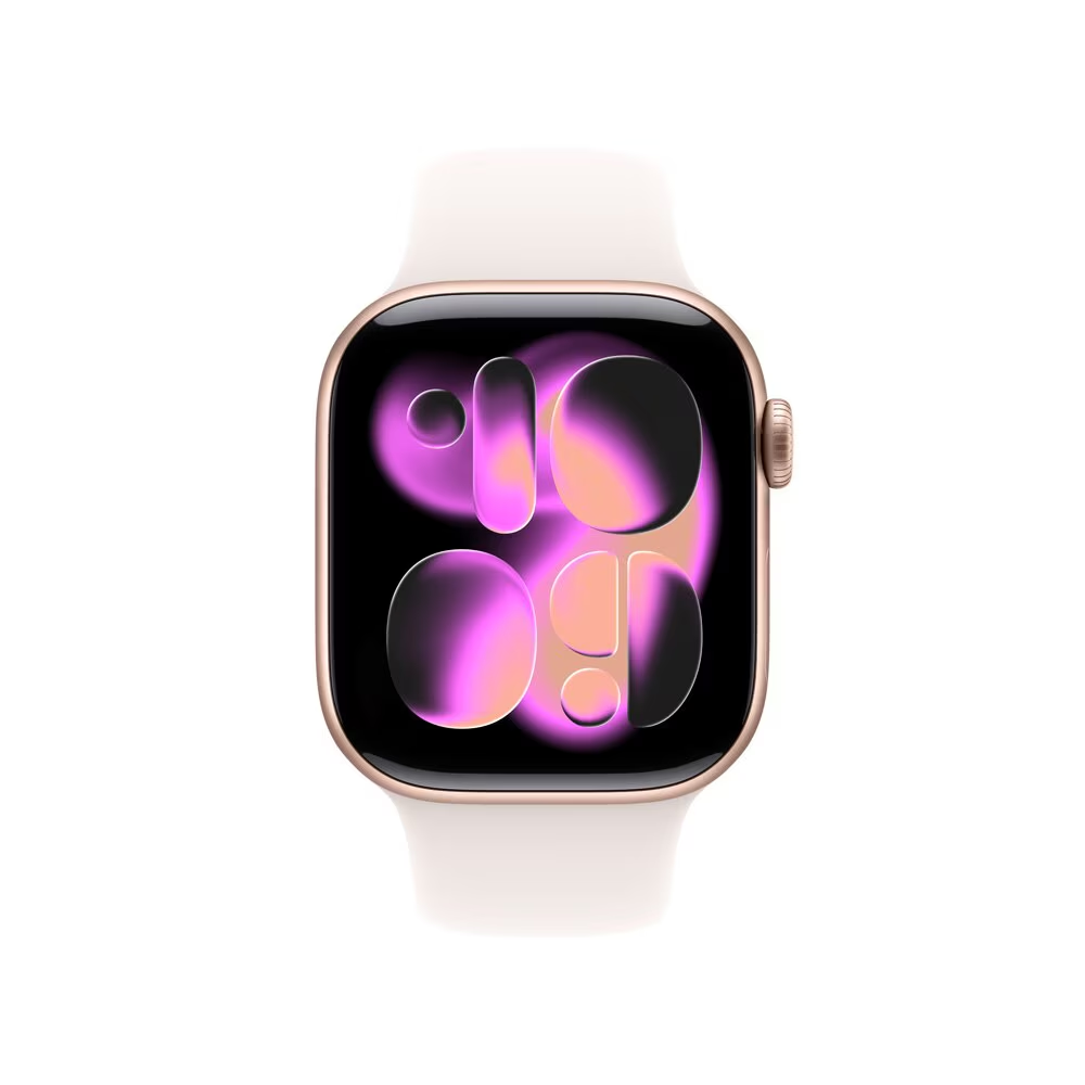 Apple Watch Series 11 GPS - Caixa cor de ouro rosa de alumínio – 42 mm - Pulseira esportiva blush-clara