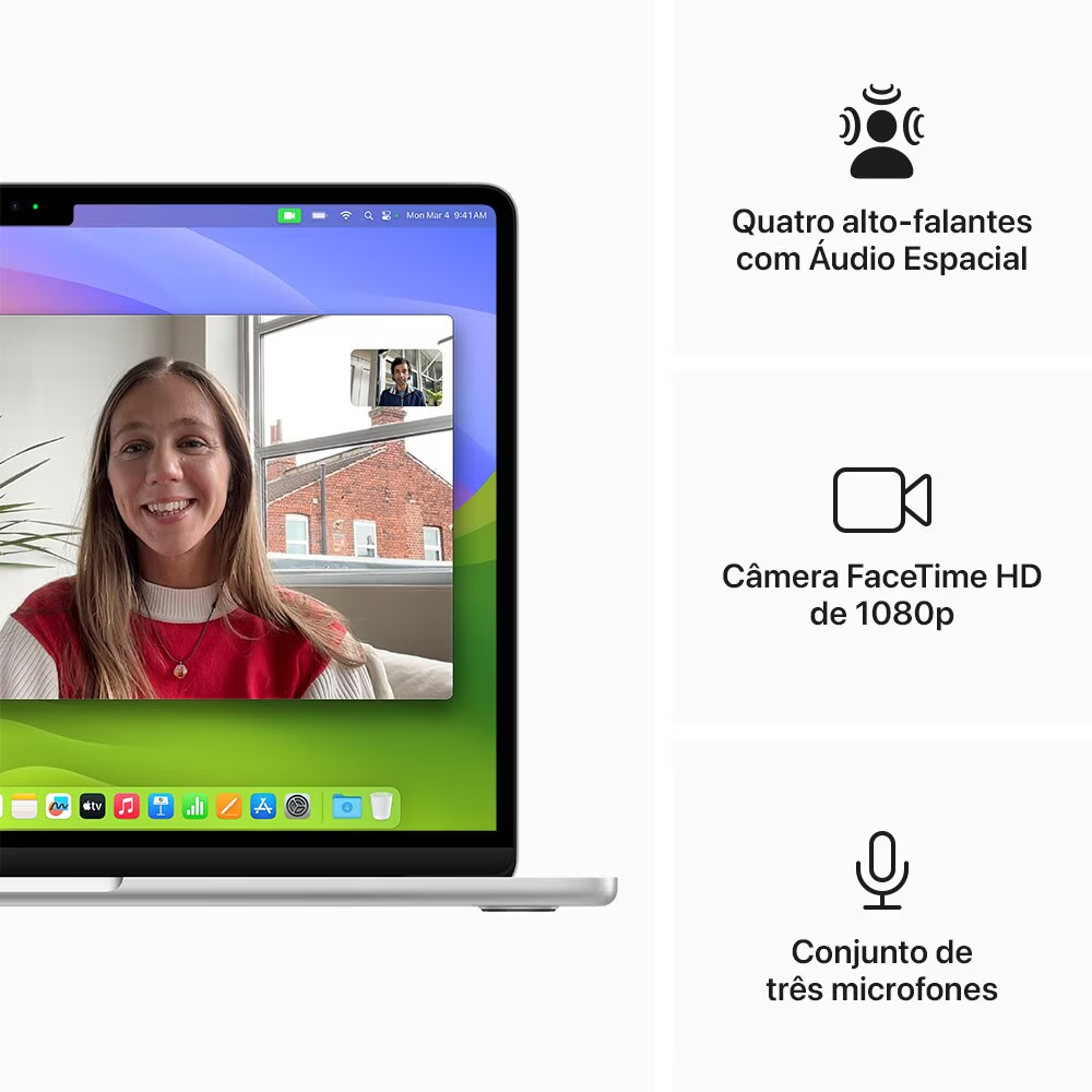 Apple MacBook Air 13", M3, CPU de 8 núcleos, GPU de 8 núcleos, 16GB RAM, 256GB SSD- Prateado