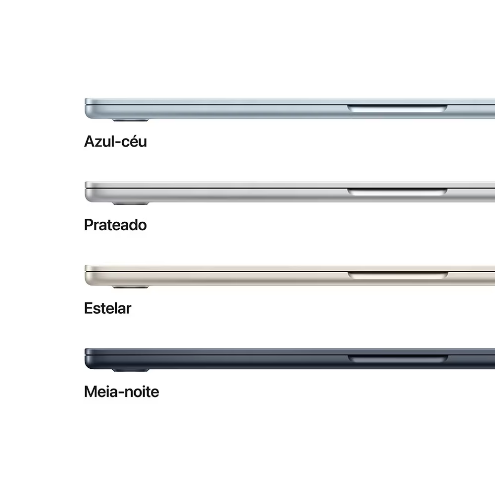 Apple Macbook Air 15", M4, com CPU de 10 núcleos, GPU de 10 núcleos, 16GB RAM, 256GB SSD - Estelar