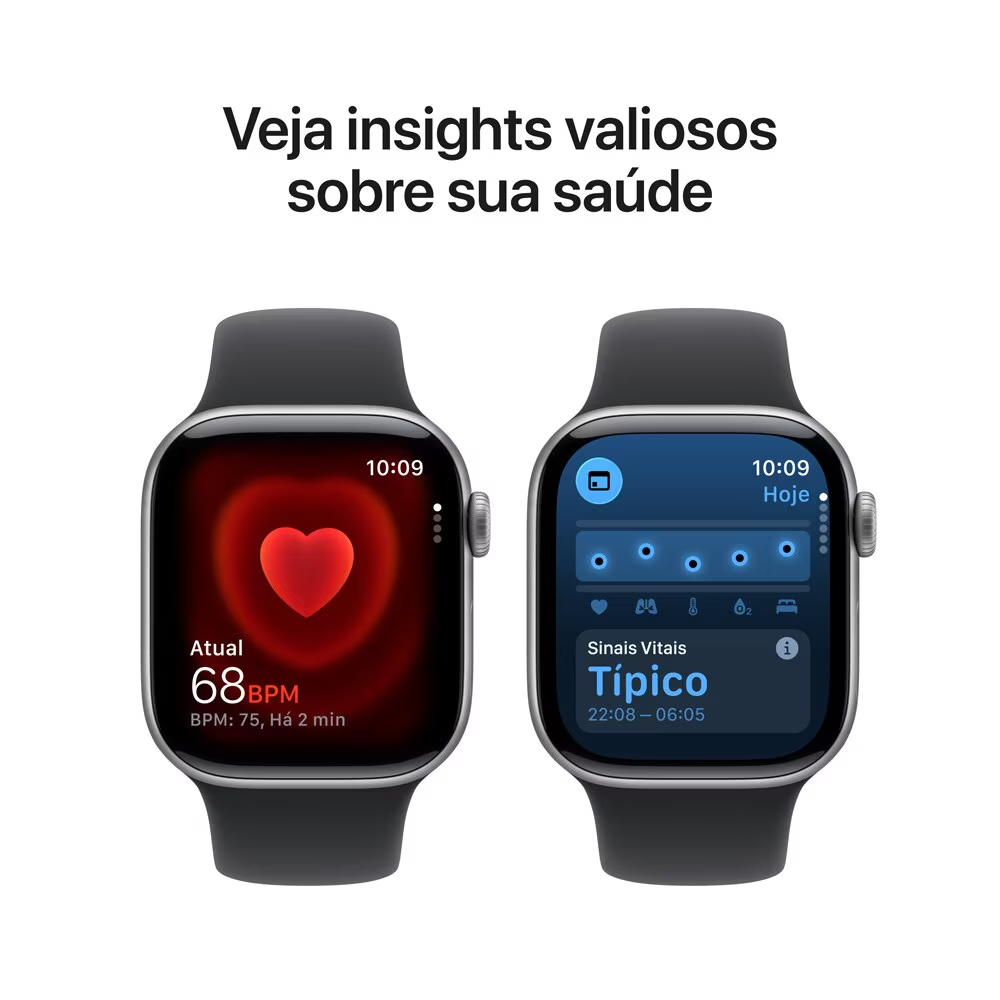 Apple Watch Series 11 GPS - Caixa cinza-espacial de alumínio – 42 mm - Pulseira esportiva preta