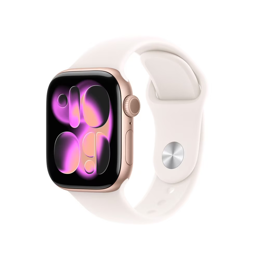 Apple Watch Series 11 GPS - Caixa cor de ouro rosa de alumínio – 42 mm - Pulseira esportiva blush-clara