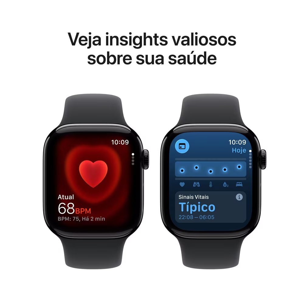Apple Watch Series 11 GPS - Caixa preta brilhante de alumínio – 42 mm - Pulseira esportiva preta